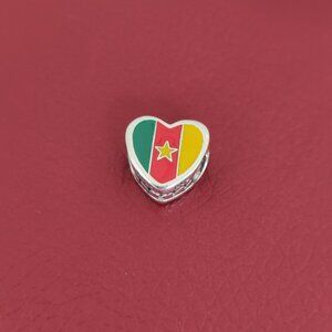 Pandora Cameroon Flag Heart Charm Bead with box